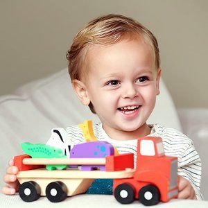Classic Wooden Toy Truck with Animals